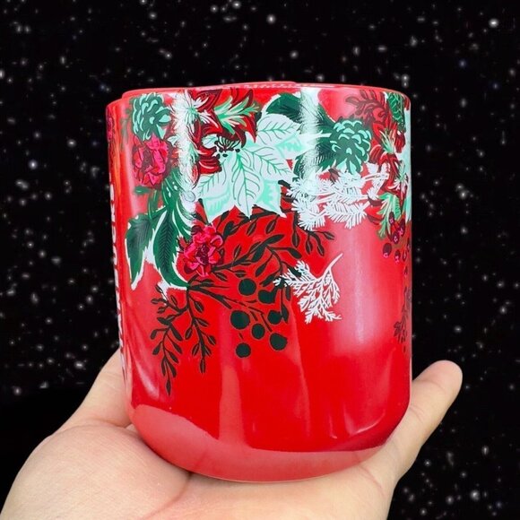 Starbucks Holiday Red White Green Poinsettia Christmas Ceramic Mug Cup 8oz ￼￼22 - Picture 3 of 11